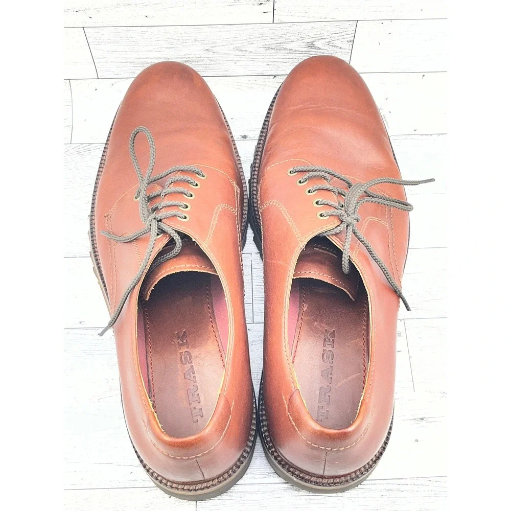 HS Trask‎ Mens Brown Leather Lug Sole Derby Shoes 30-0102 Size 11M